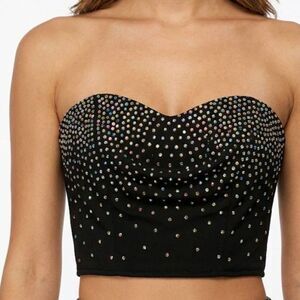 Sparkle Ombre Rhinestone‎ Pins & Needles Black Crop Top Size M Medium